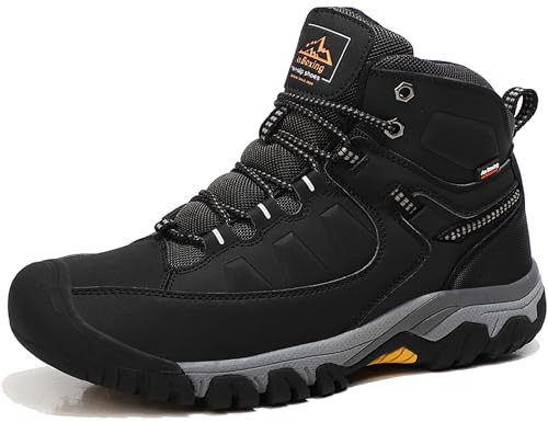 AX BOXING Mens Hiking Boots Winter Snow Boots Walking Shoes Anti Slip Trekking Boots Outdoor Shoes Camping Travelling Black UK 11