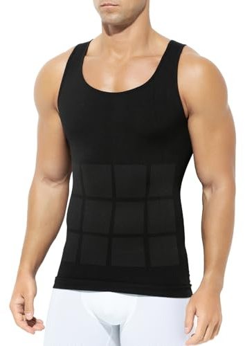 Casey Kevin Canotta Contenitiva Uomo Compressione Snellente Intima Uomo Elasticizzato Fitness Canottiera Dimagrante Pancia Canotta Shapewear, Nero, L