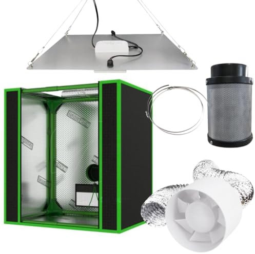 Weedness Set Mini Grow Box con lampada a LED per piante + set di ventilazione, 50 x 35 x 50 cm, tenda da giardino