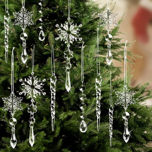 20 Stück Weihnachtsschmuck aus Acrylkristall, zum Aufhängen, für den Winter, für den Weihnachtsbaum, Silvesterpartyzubehör