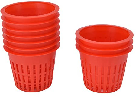 Aramox Copa de Plantación de Plástico Reutilizable 10 Piezas de Cesta de Planta de Red de Malla para Varios Equipos Hidropónicos, Rojo