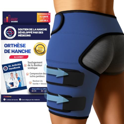 Dr. Arthritis Musleras Compresión Mujer Desarrolladas por Médicos - Alivio del Dolor de Ciática y Síndrome Piriforme - Soporte para Muslo e Isquiotibiales - Unisex (Talla S/M, Azul Marino)