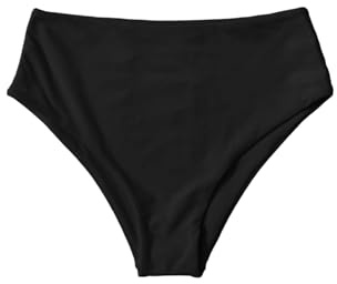OYOANGLE Women's High Rise Swimsuit Bikini Bottom Swimwear Cheeky Hipster Booty Swim Briefs Black Large