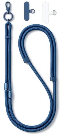 MORSUNBELA Mobiltelefonkedja universell 4-i-1 mobiltelefonrem för upphängning telefonsnodd halsrem mobiltelefonkedja band för mobiltelefonfodral justerbar längd 17–80 cm, blå, 17-80 cm