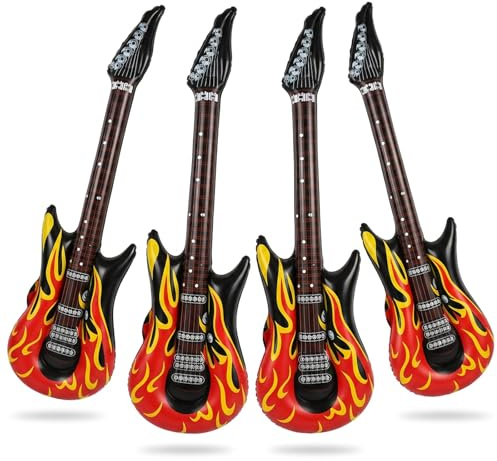 YQYCE 4 piezas de guitarras de aire inflables de aire para decoración, guitarra inflable para decoración de fiestas temáticas, instrumento musical inflable para fiestas y celebraciones