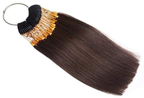 RemeeHi Échantillons de cheveux pour tester la couleur des cheveux avec boucles dorées, 30 mèches, marron foncé (4°)