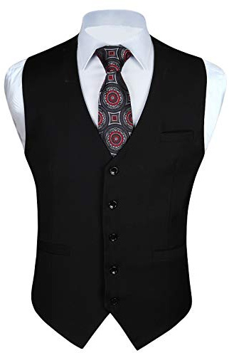 Enlision Men's Suit Vest Business Formal Dress Waistcoat Solid Color Vest for Suit or Tuxedo