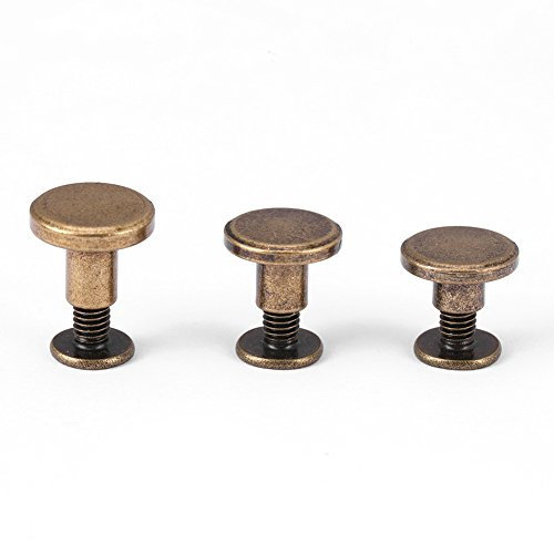 20pcs rivetti a testa tonda piatta in rame a testa piatta con vite in ottone viti dadi chiodi rivetti per borsa artigianale in pelle decorazione scarpe(8mm)