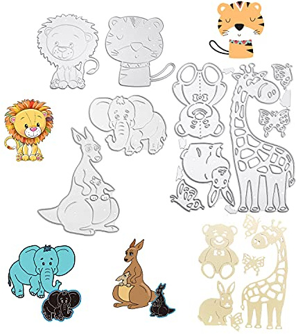 10 st. stansnings stencil djungel skog djur set, stansformar djungel zoo urskog spädbarn skära prägling mallar stansnings mallar för barn scrapbooking fotoalbum papper kort dekoration