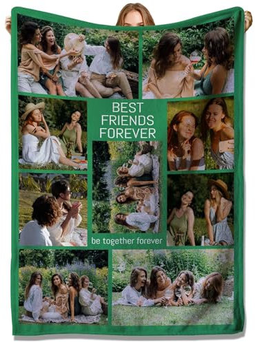 YUzzles Decke mit personalisierten Fototexten, Bilder Collage Throw Blankets, für Paare Freunde Familie Haustiere Geschenke (9 Fotos)