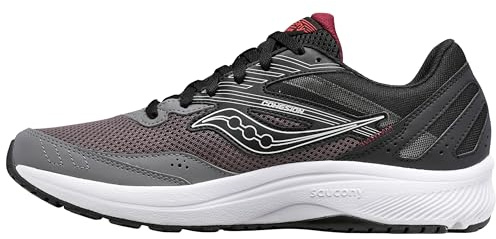 Saucony Men's Cohesion 15 Running Shoe, Charcoal/RED, 12.5 Medium