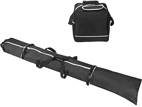 Chtom Skitasche, Tasche, Stiefeltasche, Kombi-Skischuhtasche, Snowboardtasche, gepolsterte Schneeski-Taschen, Aufbewahrung von Skier bis zu 200 cm, 2 Stück (Farbe: schwarz)