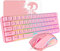 HXSJ V700 Gaming Tastatur und Maus Set,60% Kompakte Tastatur,61 Tasten,TKL Layout,RGB-Beleuchtung,Optische Gaming-Sensormaus mit 7 Tasten,7-Farbiges LED-Licht,Bis zu 3600 DPI,für PC,Mac-Rosa