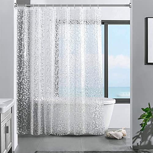 ecooe Duschvorhänge 3D Steinmuster Duschvorhang Transparent 100% Eva-Material Wasserdicht Anti Schimmel, 180 x 180cm mit 12 Ringe Badvorhang für Badezimmer, Dicke 0,20 mm