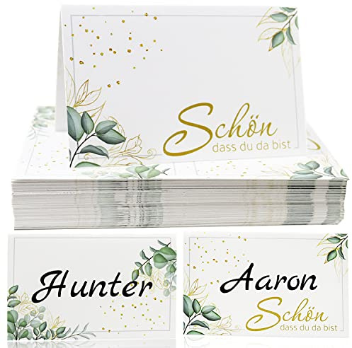 Tischkarten Platzkarten 50 Stück Namenskarten Namensschilder Hochzeit für Hochzeit Geburtstag Kommunion Taufe (Style 1)