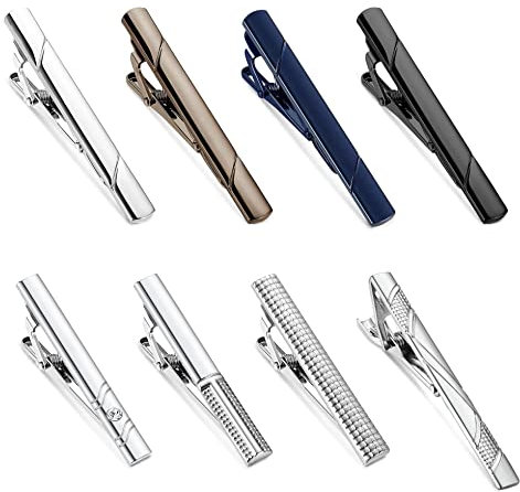 YADOCA 8 Pcs Krawattenklammer Set für Herren Männer Kupfer Metall Hochzeit Klassisch Krawattennadel Bar Clip Hochzeit Geschäft mit Geschenkbox