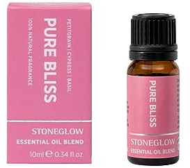 Stoneglow Wellbeing Collection - Pure Bliss - Petitgrain, Cypress & Basil 10ml Scented Essential Oil Blend - (Pink)