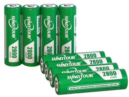 2800mAh Ni-MH AA Batería, SUNLYTOUR 8 Pilas 2800mAh AA Ni-MH Baterías Recargables de Ni-MH AA de Alta Capacidad, Que Pueden Cargarse hasta 1,200 Veces