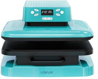 LOKLIK Automatische Wärmepresse, 38 x 38 cm, weiß, einfach zu bedienen, Verschiedene Heizmodi, Start 1 Taste, mehrschichtige Wärmeisolierung, schnelles und gleichmäßiges Erhitzen, automatische (Blau)