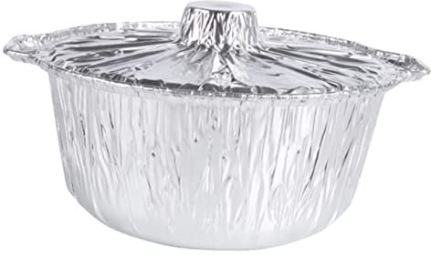 LABRIMP Teglia Di Alluminio Rotonda 5300ml Coperchio, Teglia Per Barbecue e Forno, Resistente e Portatile Per Picnic e Feste All'aperto