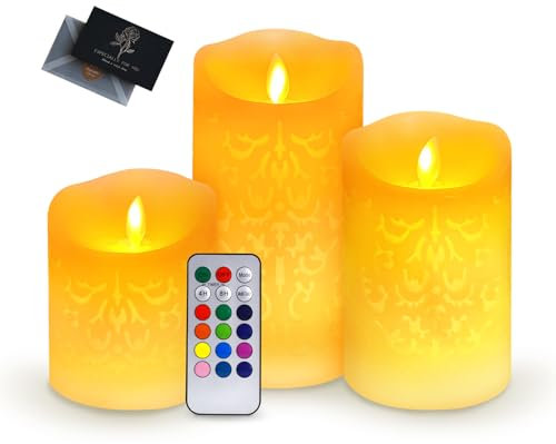 UCAMP LED Kerzen - Flammenlose, Batteriebetriebene 3 Stück mit Timer für Hochzeit, Party, Weihnachten, Advent - Realistische Deko