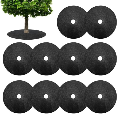 Dischi Pacciamatura per Alberi, 20 27cm Anelli Pacciamatura in Non Tessuto, Tappetino per Erbacce da Giardino, Tappetino Protettivo per Alberi e Piante, Protezione delle Radici Contro Le Erbacce