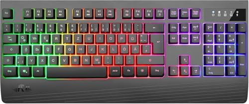 Rii Wireless Keyboard UK Layout,2.4G Wireless Gaming Keyboard,Rainbow Backlight Rechargeable Quiet Full Size Keyboard with Ergonomic Wrist Rest for Computer/PC/Laptop/MAC/Windows