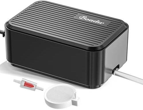 Boadw Leiseste Aquarium Luftpumpe, 2,3W Regelbare Sauerstoffpumpe Aquarium bis 100 Liter mit Allem Zubehör <30db