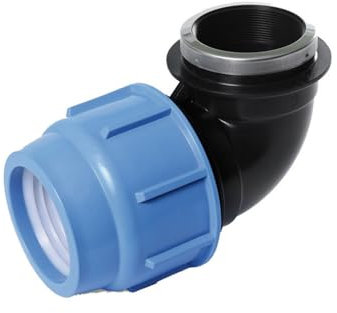 SAB Conector de codo de 90 °, rosca hembra 32 x 1/2, accesorios de compresión BlueSeal 16 de PP, PN16, para empalme de tubos de polietileno para instalaciones de riego