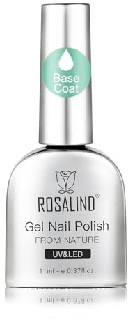 ROSALIND Base Coat Esmalte Semipermanent, Capa Base Pintauñas Semipermanentes, Soak-Off UV LED para Pintauñas Gel Nail Art Manucura 11ml