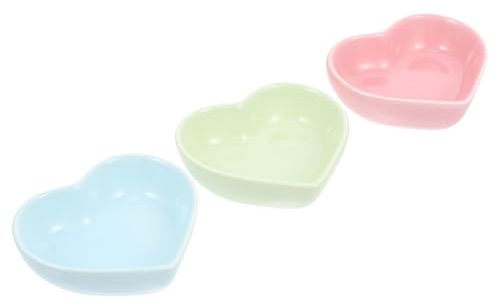 FRCOLOR Ciotole per Criceti Antiperdite Set 3 a Forma di Cuore in Ceramica Accessori Pratici e Multifunzione per Cibo e Acqua per Piccoli Animali Domestici