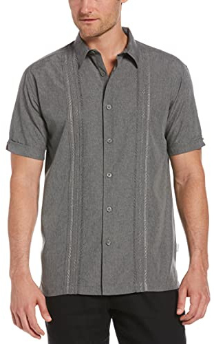 Cubavera Chambray Pintuck - Camisa de Manga Corta con Botones (Talla S - 4X Grande Y Alta) Camisa Hombre