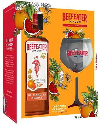 Beefeater Blood Orange Flavoured Gin Glass Gift Set, 70 cl (Pack of 1)