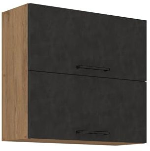 Vigo Hängeschrank 80 cm Eiche Lancelot Matera Grau Küchenzeile Küchenblock Küche