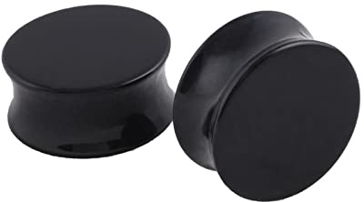 Beydodo Écarteur d Oreilles Plusieurs Tailles, Tunnel Oreille Acrylique 2 Pièces Tunnels de Chair Forme Ronde Noire