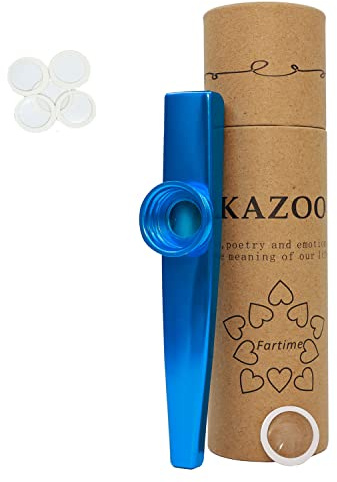 Fartime Blue Exquisite Aluminum Alloy Kazoo With 5 Kazoo Flute Diaphragms And A Beautiful Gift Box-Musical Instruments.(blue)…