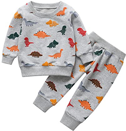 Tearfuty Bambino Bambino Vestiti Manica Lunga Top Pantaloni 2pcs Abbigliamento Set, Grigio, 3-4 Anni