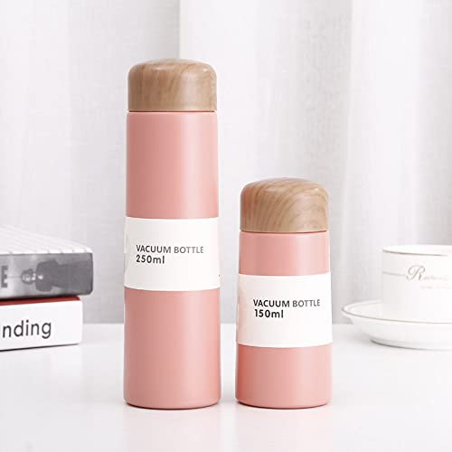 Thermos da 250 ml in acciaio inossidabile per studenti, portatile, compatto, per thermos da tè, bottiglia d'acqua, rosa, 250 ml