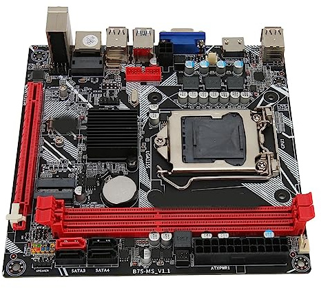 Computer-Motherboard, B75 MS LGA 1155 ITX Gaming-Motherboard für Celeron, Core I3 I5, DDR3 16 GB, NVME M.2, WiFi M.2, SATA3.0, HDMI, VGA, PCI E 16X, USB3.0, USB2.0