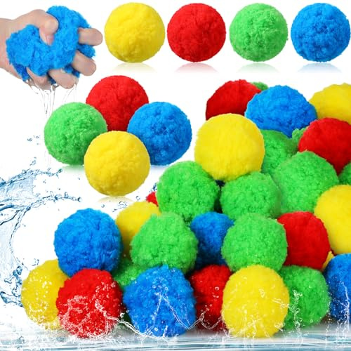 Sonwyoung 40 Pcs Extra Large 3.94 Inch Reusable Sponge Water Balls, Soft Splash Pool Balls for Outdoor, Summer Pool Fun for Adults Water Fight, Yard Beach