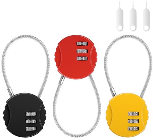 VFANDV Zahlenschloss Klein, 3 Stück Zahlenschloss 3 Stellig Gepäckschloss Kofferschloss Zahlenschloss Kofferschloss mit Zahlencode aus Metall Kleines Vorhängeschloss für Koffer, Schränke