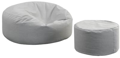 Home Deluxe Pouf d'extérieur XXL avec tabouret – Gris clair | Pouf poire XXL résistant aux intempéries pour extérieur XXL