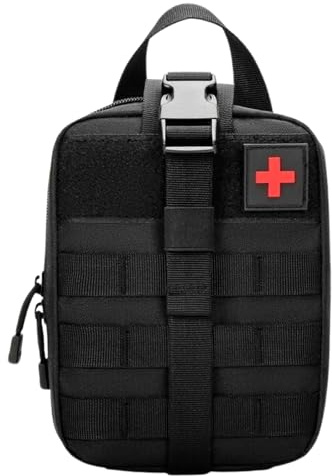 Bolsa Táctica Médica Molle, Riñonera Táctica de Emergencia, Impermeable Bolsa de Emergencia, Bolsillo de Primeros Auxilios, Riñonera de Gran Capacidad para Camping, Caza, Senderismo, Hogar (Negro)
