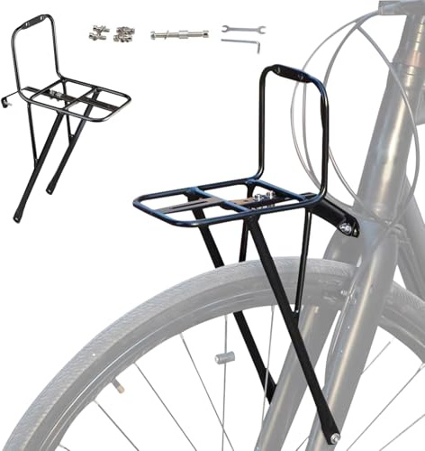 Duroecsain Porte-bagages avant de vélo - Porte-bagages pour VTT - Support de montage pour sac - Panier à bagages - Transport quotidien - Trajets longue distance