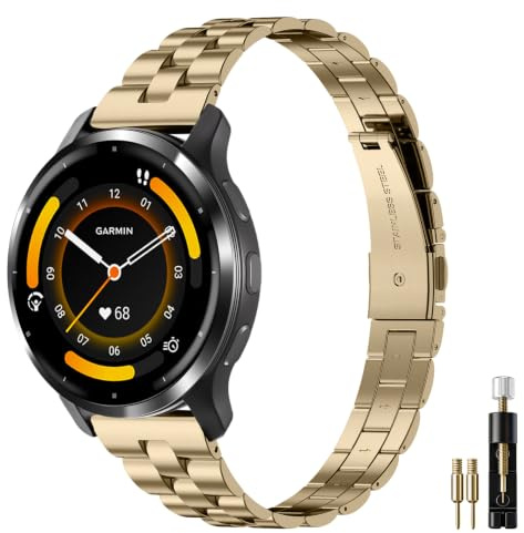 18 mm metallarmband för Garmin Venu 3S/Venu 4 41 mm/Vivoactive 4S/Venu 2S, metallarmband rostfritt stål armband för Vivomove 3S/Forerunner 255S/265S kvinnor och män
