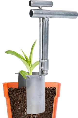 Plantador de jardín de acero inoxidable - Plantador de bulbos portátil de 35 cm, herramienta de jardín duradera | Herramientas de tumba de jardín eficientes para flores, verduras, césped, exterior