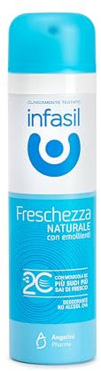 Infasil Deodorante Spray Freschezza Naturale, Efficace Fino a 24H, Formula Idratante con Emollienti e Molecola 2C contro gli Odori, Deodorante Senza Alcol, 150 ml.
