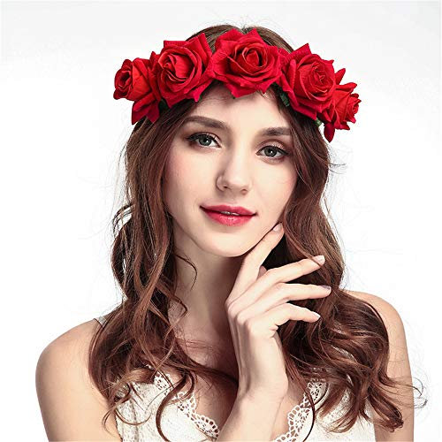CHSEEO Corona de Flores Diadema Floral Elástica Guirnalda Flores Pelo Venda de Pelo Cinta de Pelo Cabeza Hairband Vinchas Headpiece para Festival Fiesta de Boda Fotografía #5