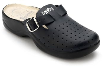 SANIFLEX 631-10 Certificato Medico Zoccoli Sabot Pantofole Scarpe di Pelle, Donna, Blu, EU 38