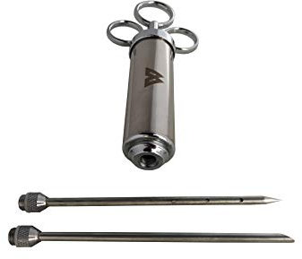 Edelstahl BBQ Marinierspritze, Bratenspritze, Gewürzspritze 60 ml mit 2 Marinadenadel, Fleischspritze für das marinieren von Fleisch und Geflügel